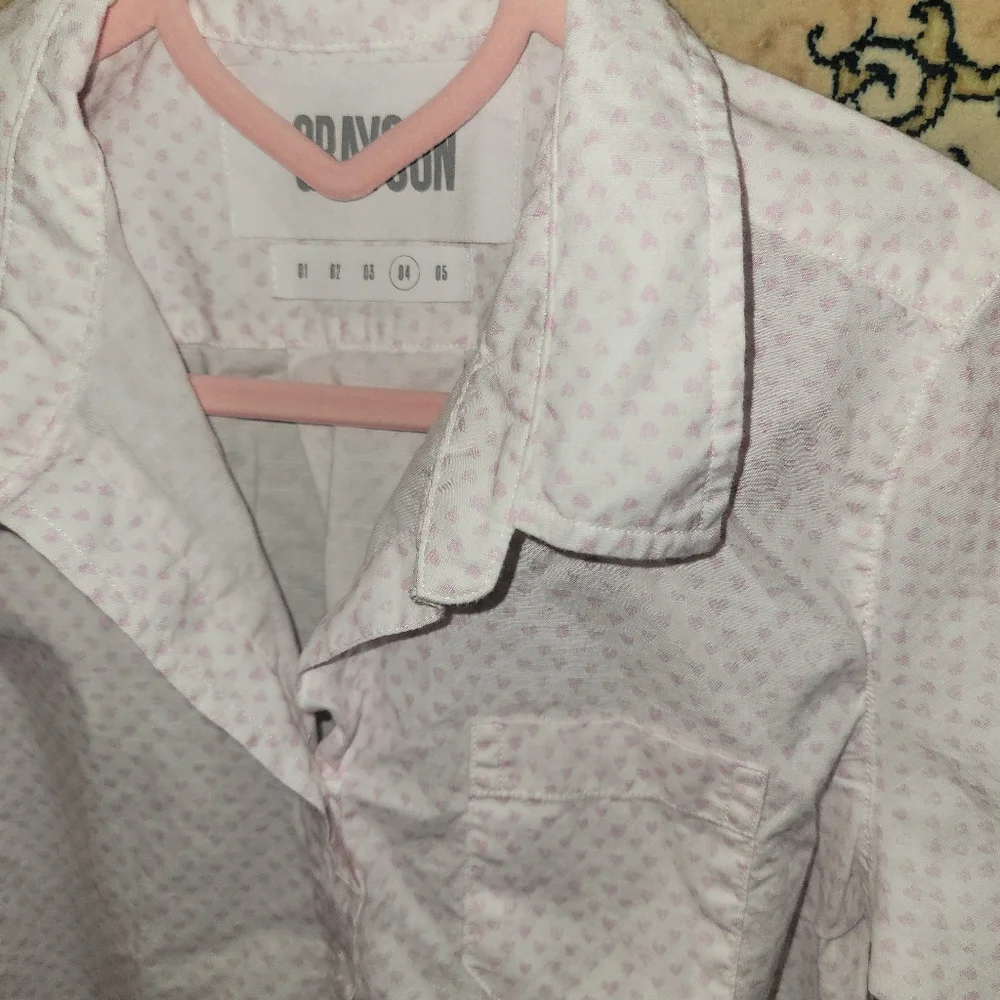 Grayson The Hero Button White Shirt With Pink Heart